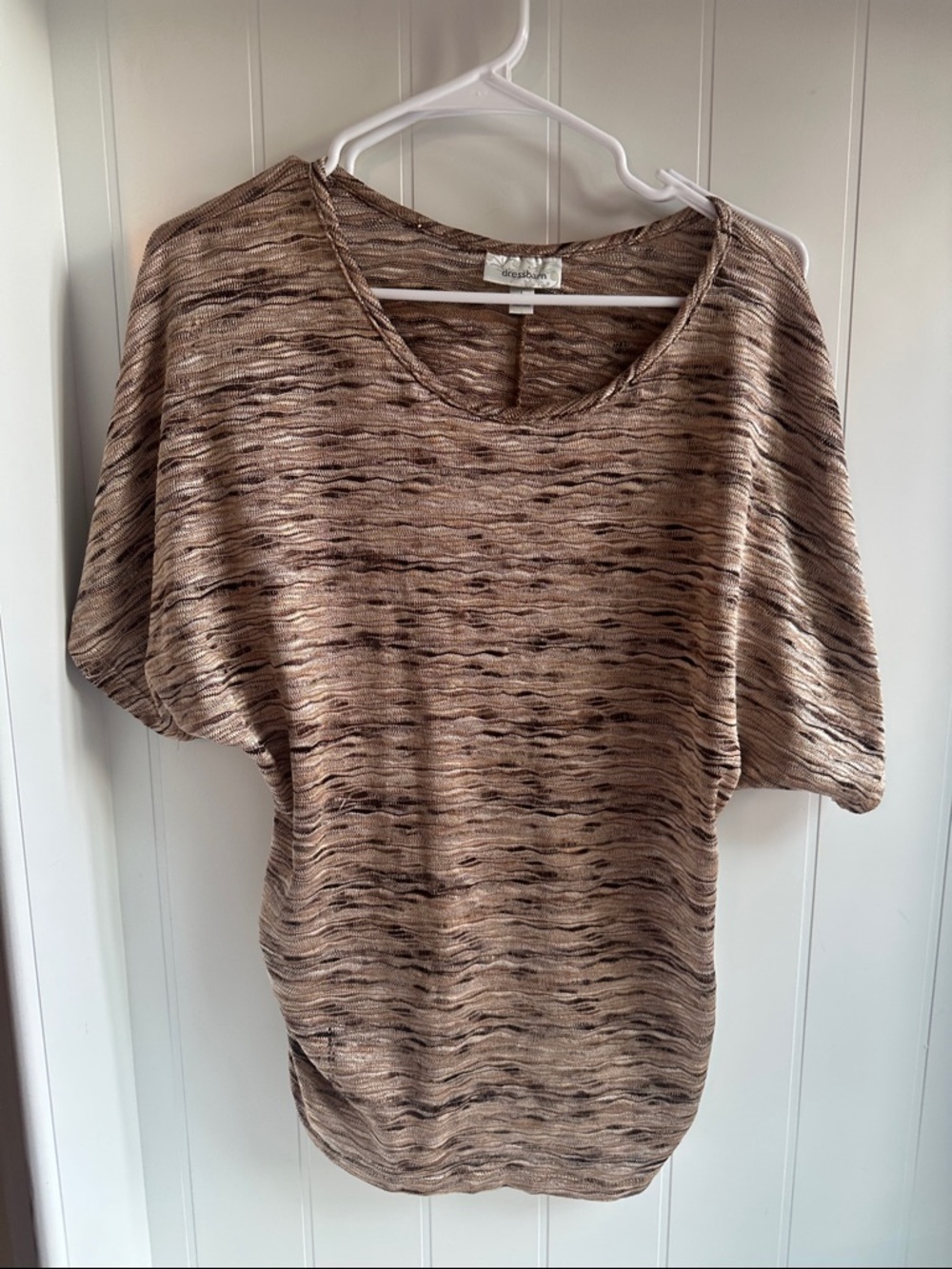 dressbarn Brown Marled Short Sleeve Knit Top